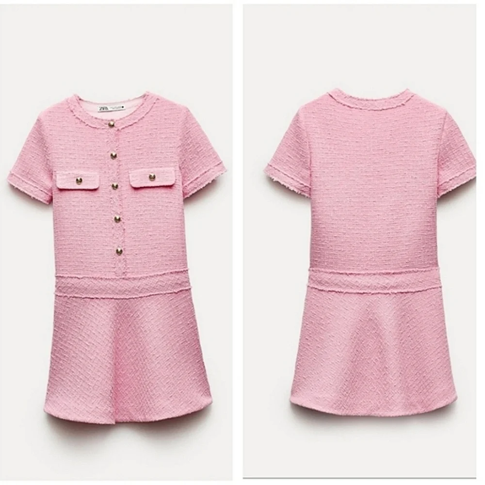 ZARA TEXTURED DRESS PINK TWEED - Picture 15 of 15